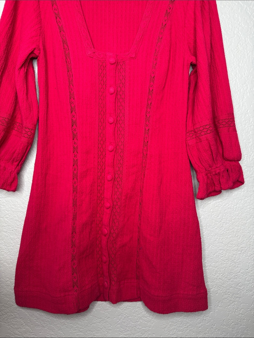 Free People Free-est Jules Mini Dress Medium Magenta Square Neck - Picture 5 of 7